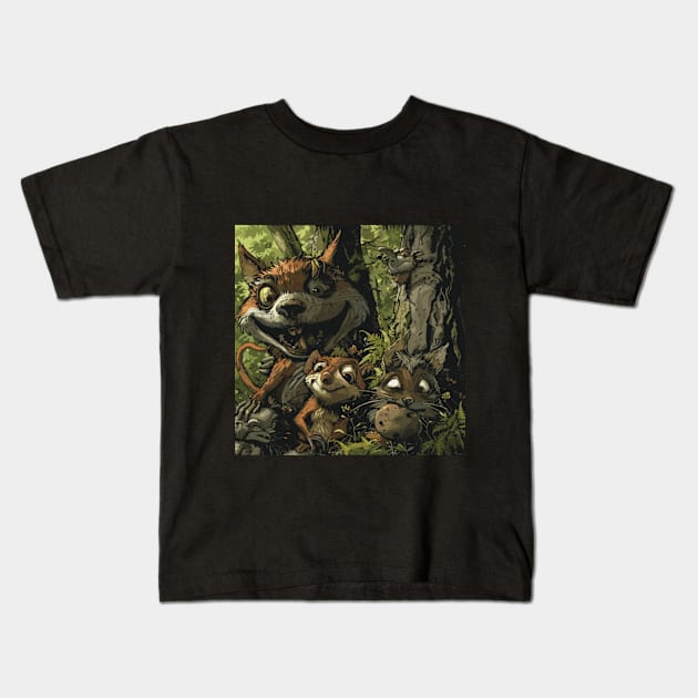 Goblincore Aesthetic - Forest Critters Kids T-Shirt by peculiarbutcute